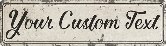 Rustic Custom Metal Sign - Custom Sign for Indoor or Outdoor Use (Rustic Tan Double Border, 15 inches x 4 inches)