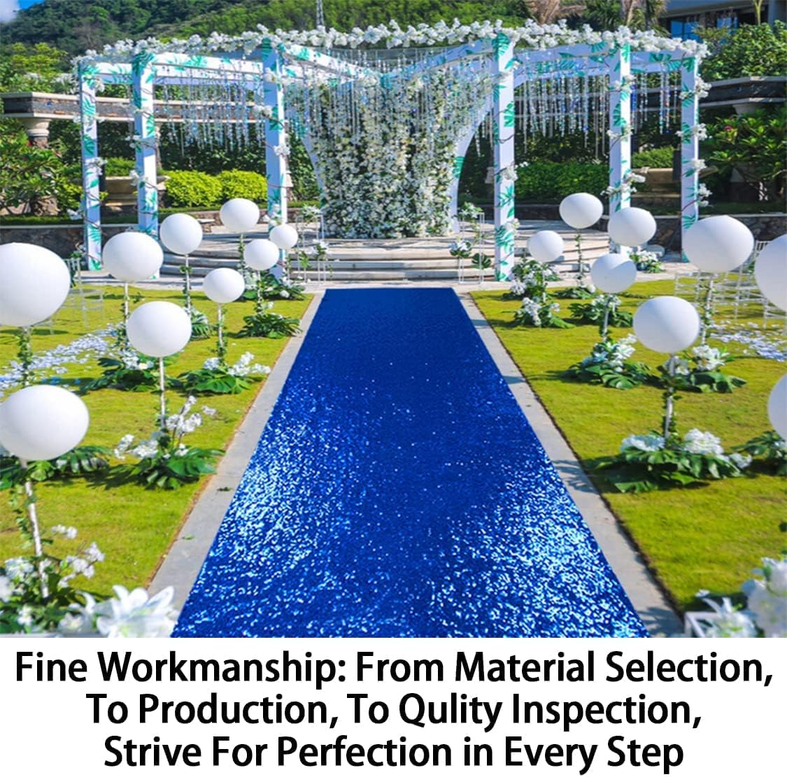 ShinyBeauty Royal Blue Sequin Aisle Runner, 4FTx20FT Glitter Wedding Walkway for Elegant Hallways, Parties & Special Events