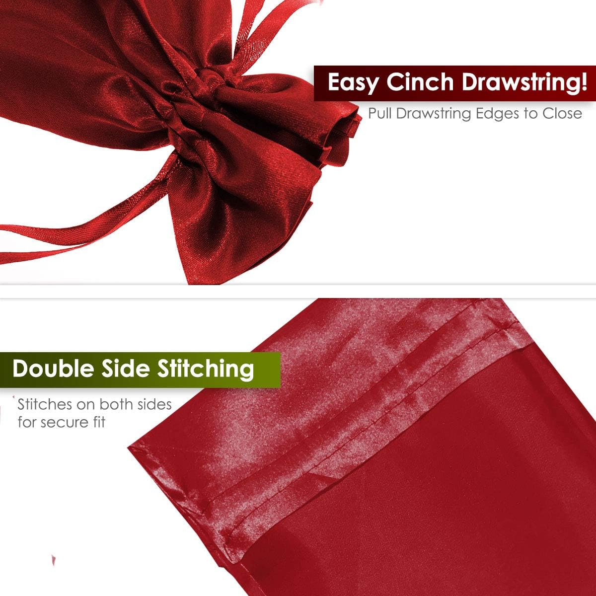 Linen and Bags 6" x 9" Wine Satin Bags, Jewelry Bags, Wedding Favor Drawstring Bags Baby Shower Bags 50 per Pack