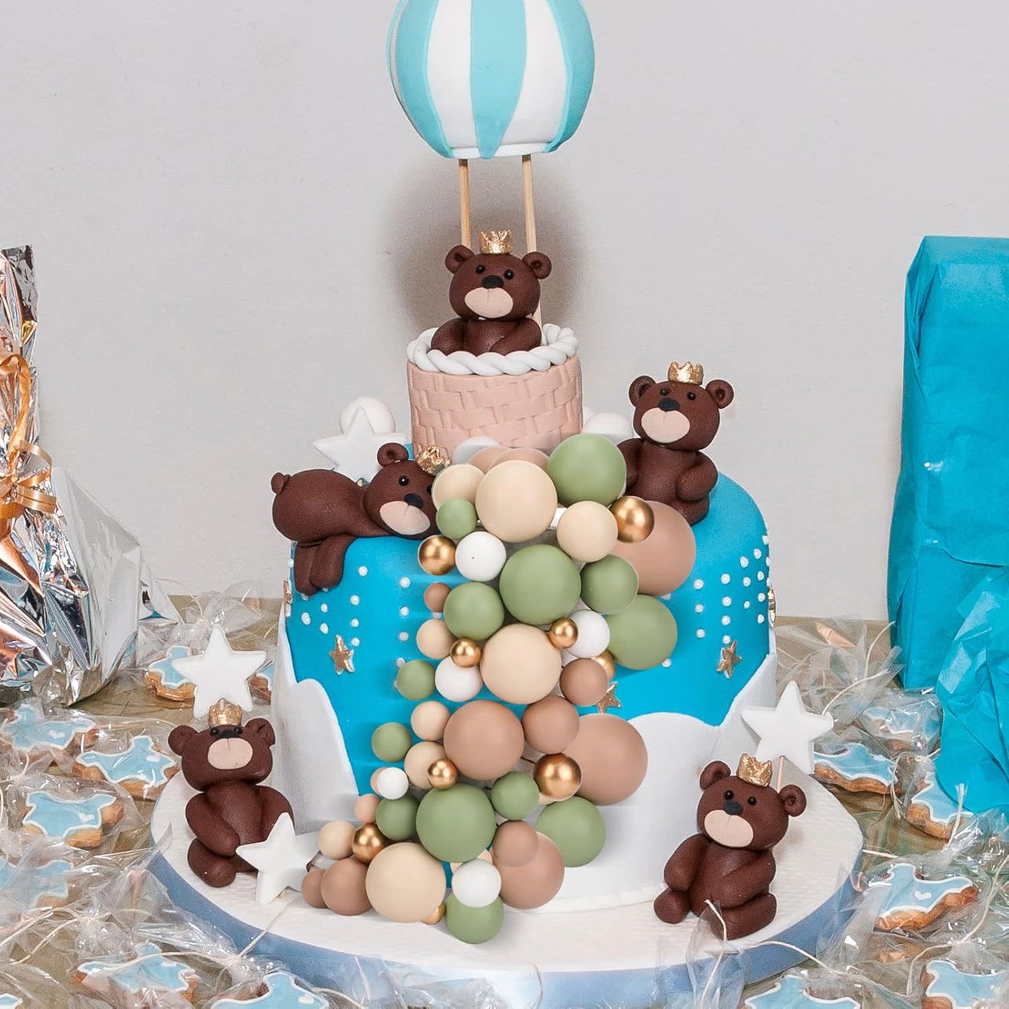 108 Pcs Balls Cake Topper DIY Cupcake Insert Foam Balloons for Cake Baking Wedding Anniversary Birthday Decoration(Matcha Green, Light Brown, Khaki,Multi Sizes)