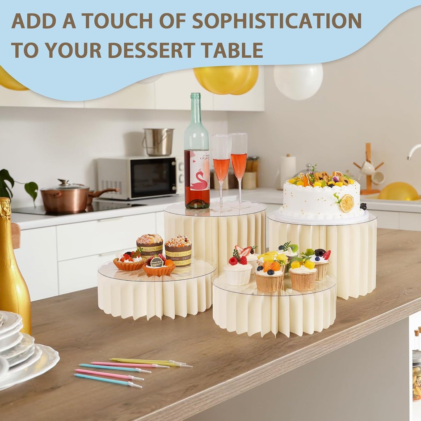 8 Pcs Buffet Risers, Food Risers for Buffet Table, White Food Display Risers for Party Buffet Risers and Stands for Show Catering Desserts, Food, Jewelry (8 Pcs)