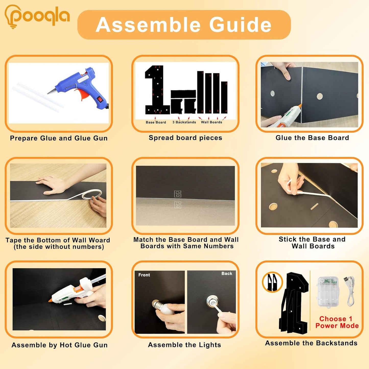 Pooqla 3FT Marquee Light Up Numbers, Black Lighted Party Decor for her him Women Men, Giant Mosaic Light Up Numbers for 8th 18th 80th Birthday Anniversary Decoration, Number 8