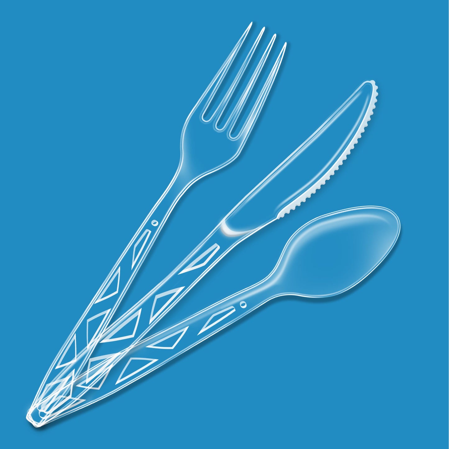 Amazon Basics Disposable Clear Plastic Cutlery Set, Premium Quality, Strong, 192 Count, Large Combo