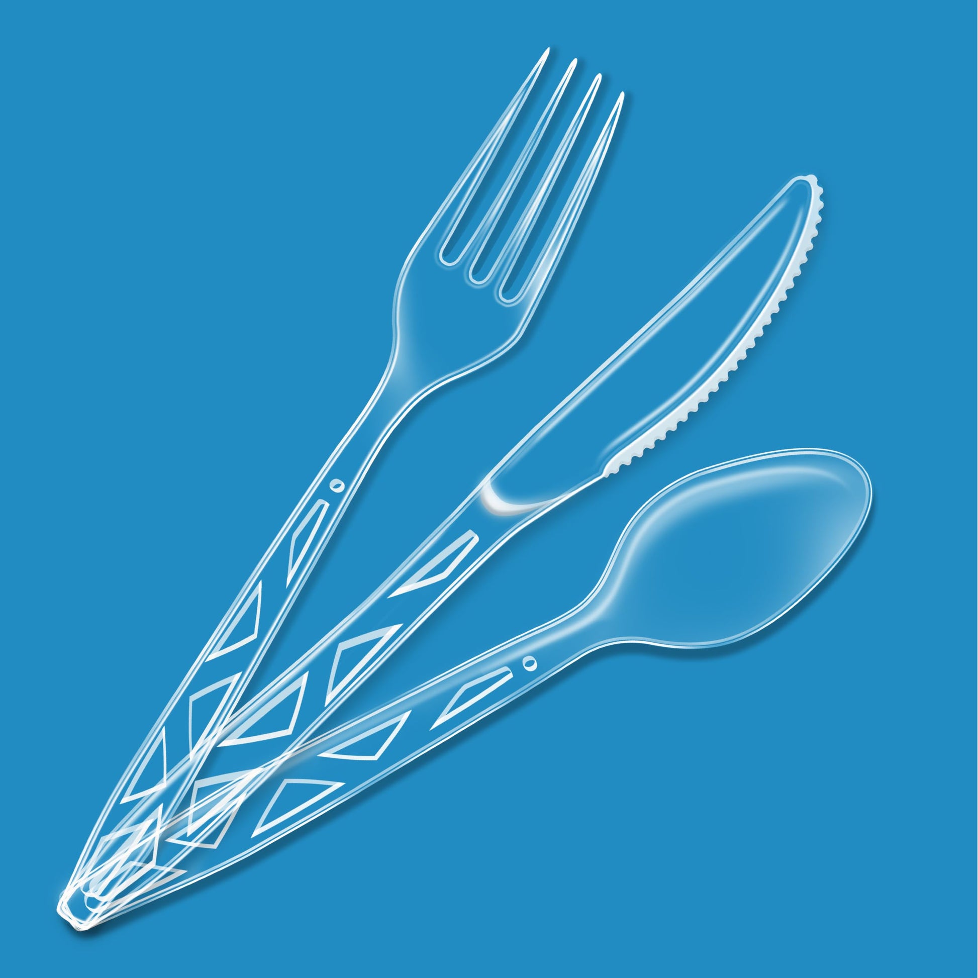 Amazon Basics Disposable Clear Plastic Cutlery Set, Premium Quality, Strong, 192 Count, Large Combo