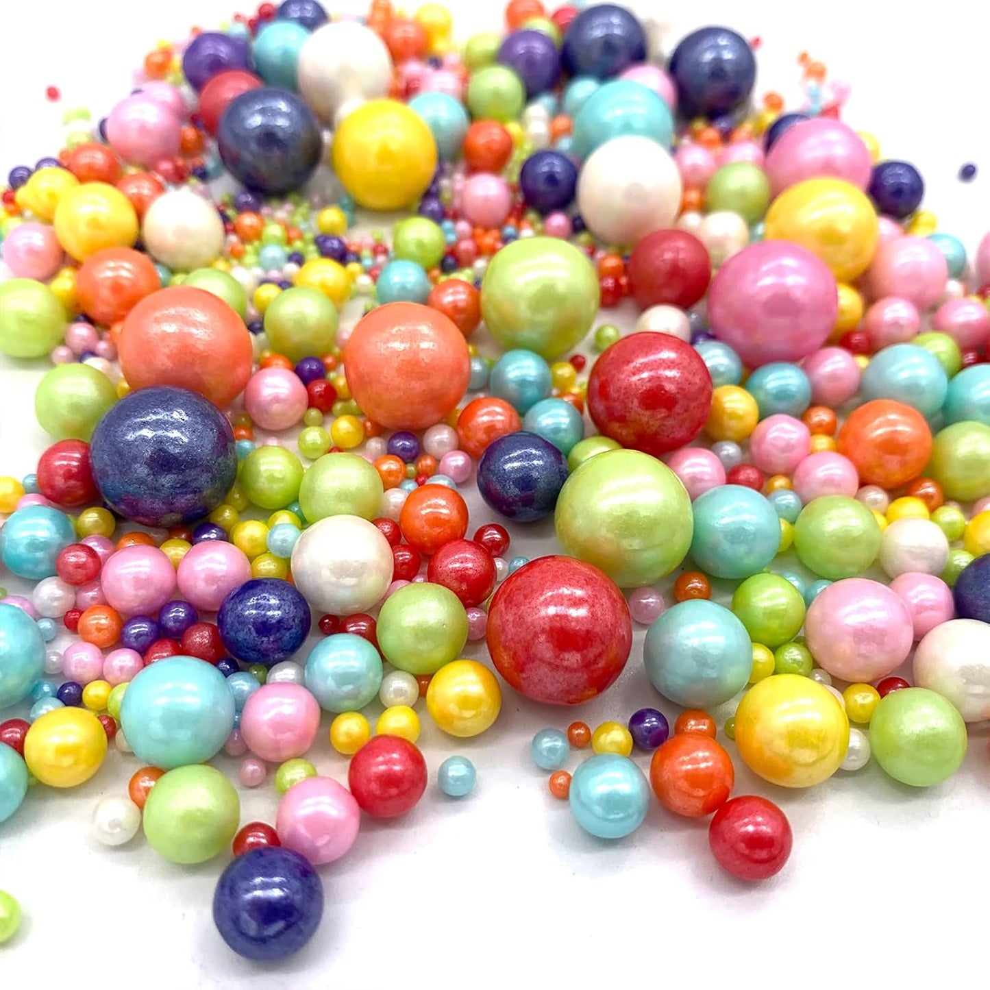 Weraru Edible Mixed Pearl Sugar Sprinkles Candy Mixing Size Baking Edible Cake Decorations Cupcake Toppers Cookie Decorating Celebrations Wedding Shower Party Chirstmas Supplies 120g/ 4.2oz