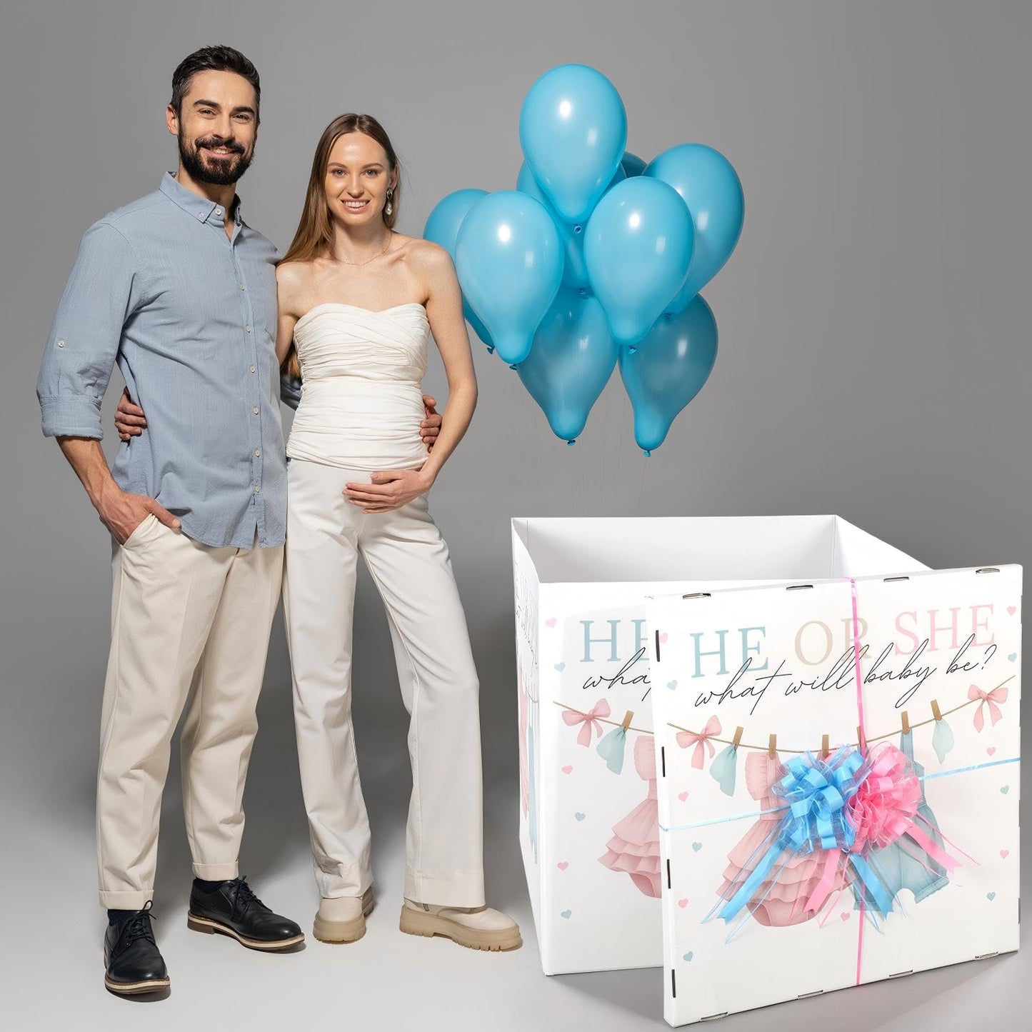 AmazingSpark 28in Giant Gender Reveal Gift Box with Lid Kit Oversized Gender Reveal Balloon Box