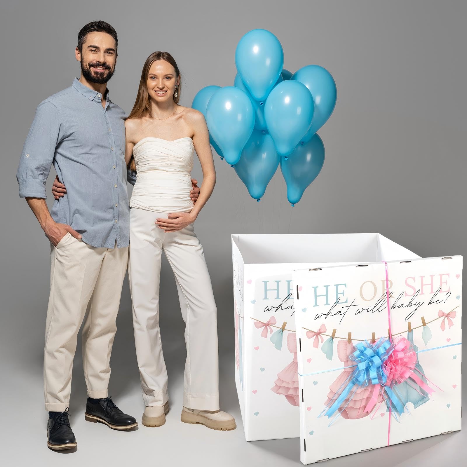 AmazingSpark 28in Giant Gender Reveal Gift Box with Lid Kit Oversized Gender Reveal Balloon Box