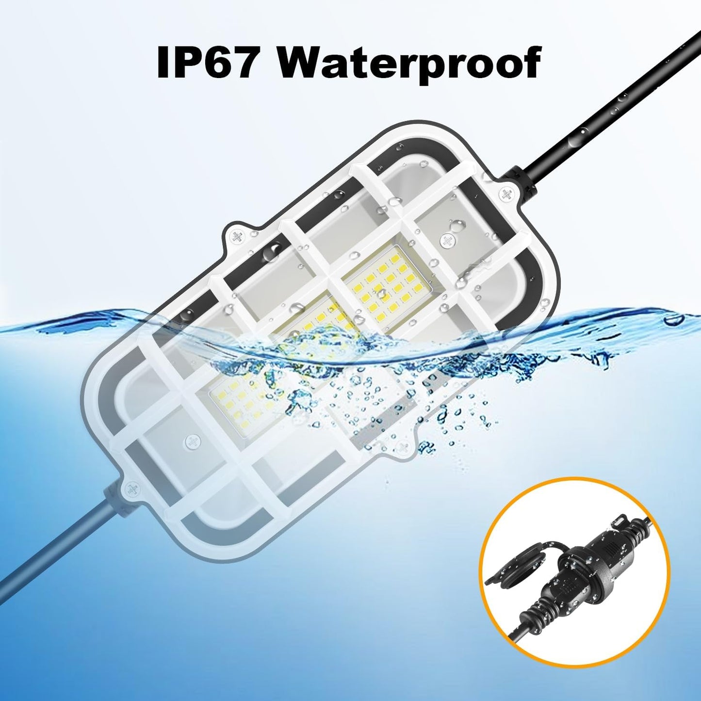 100FT LED Construction String Lights, 150W Super Bright 15000LM Plug in Linkable String Work Lights, 5000K Waterproof IP67 Temporary Lighting for Construction Sites, Jobsites, Indoor & Outdoor