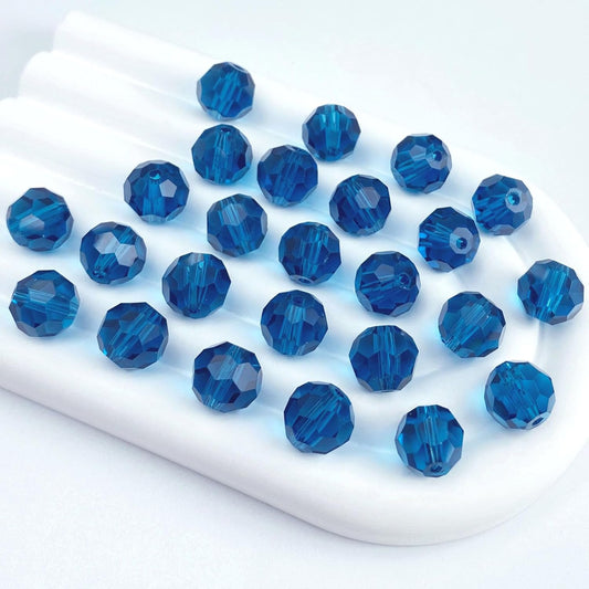 100 PCS 8mm Crystal Glass Beads Round Multiple Faceted Loose Spacer Glass Beads for DIY Handcrafte Bracelet Necklace Earring Jewelry Making(Peacoca Blue)