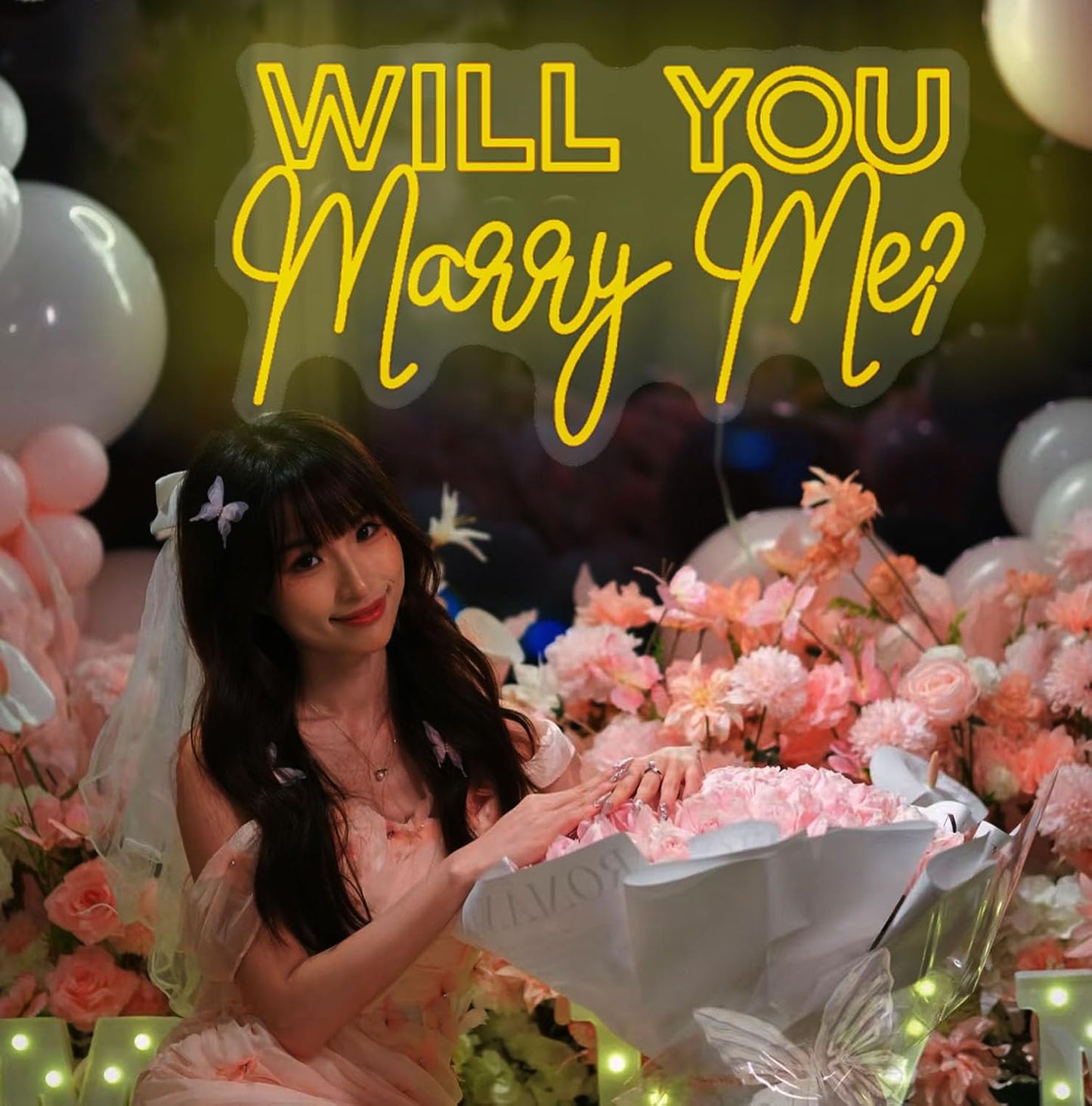 WILL YOU Marry Me? Neon Sign Custom Large Wedding Engagement Party Backdrop LED Neon Light Signs for Proposal Wedding Anniversary Valentine Engagement Bedroom Home Wall Decor. Size:27inch-Yellow