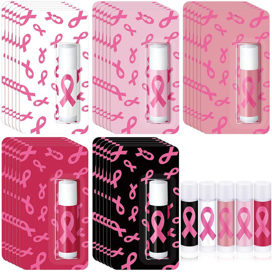 30 Pack Breast Cancer Awareness Accessories Gifts Bulk Lip Balms Favors Pink Ribbon Lip Balms Favors Breast Cancer Awareness Month Support Party Items Decorations for Women Men Survivors