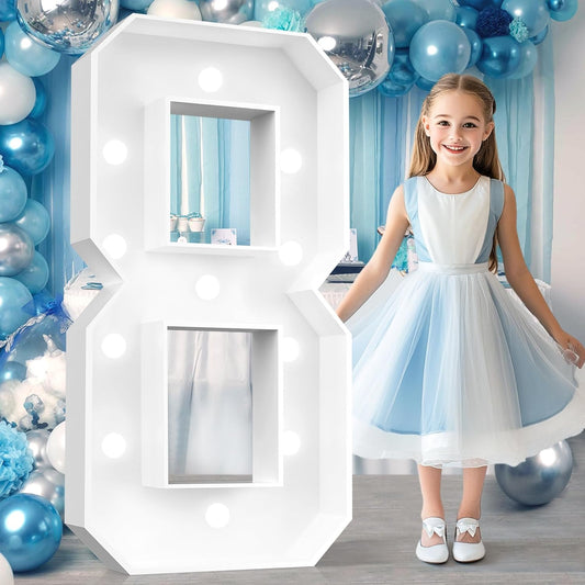 Ledido 4FT Marquee Light Up Numbers, Cool White Light Up Numbers Large Marquee Numbers for Party Decorations,8th 18th Birthday Anniversary Decor, Number 8