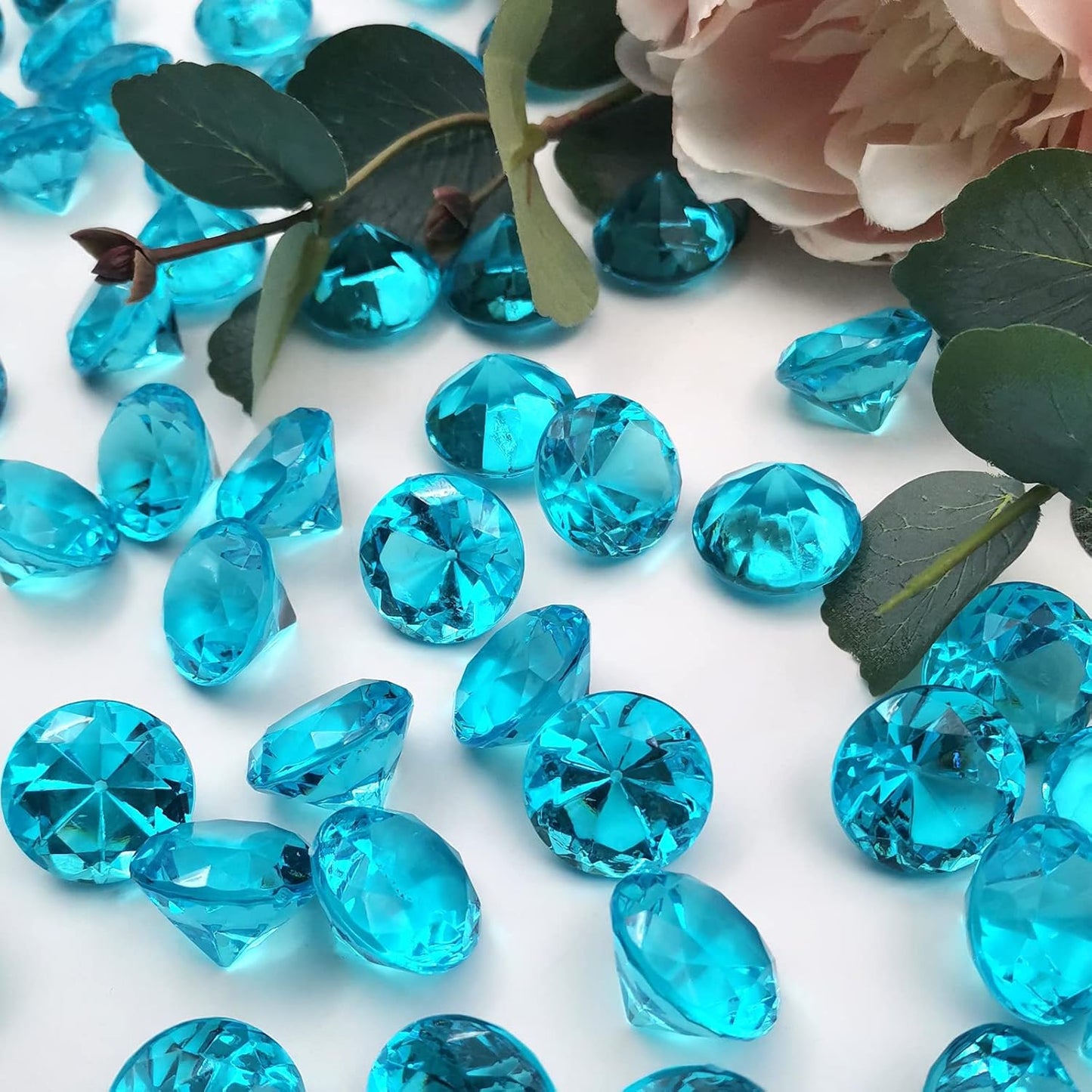 100Pcs Clear Acrylic Diamonds 25mm Wedding Table Scatters Gemstones Confetti for Vase Fillers,Floral Decor,Bridal Shower Decorations,Home Centerpieces,Candle Display (Sky Blue)
