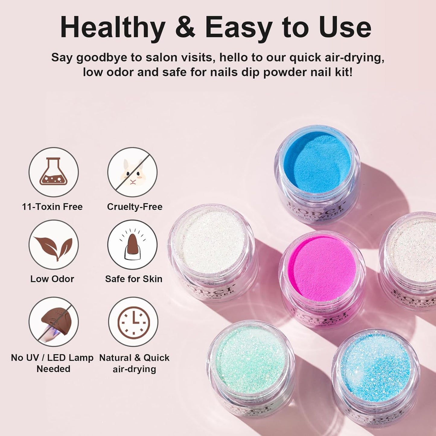 Glow in Dark Dip Powder Nail Set, 6 Colors 12 Pcs Dipping Powder Kit With Base & Top Coat/Activator/Brush Saver,Nail Art Dip Manicure Kits Odor-Free&Long-Lasting, No Needed Nail Lamp Curing