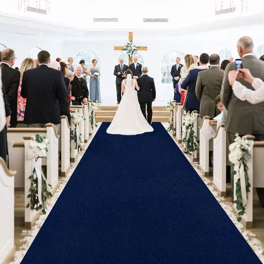 MODFUNS Aisle Runners for Wedddings Navy Blue Aisle Runner Rug 4FTx25FT Velvet Carpet Wedding Runner Bridal Shower Runway Carpet with Carpet Tapes Vintage Wedding Rug Beach Party Decorations