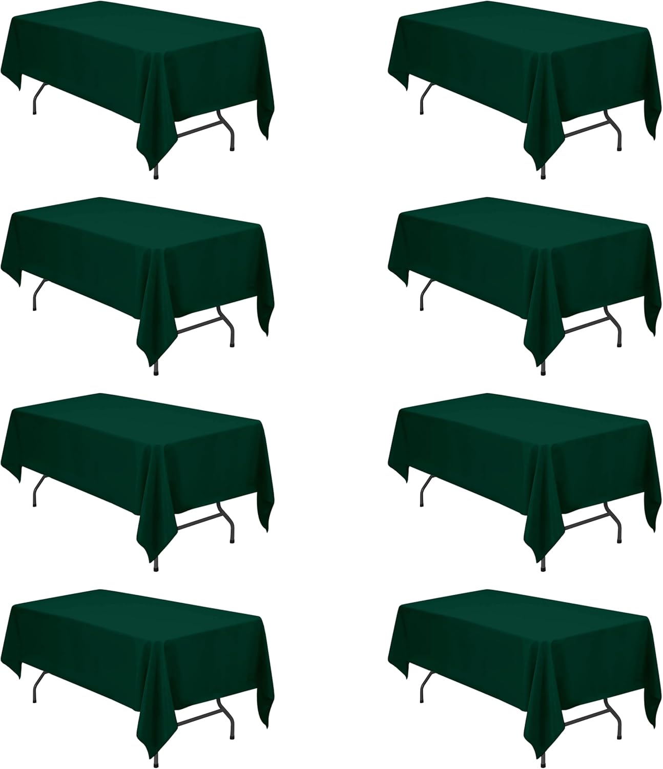 BRILLMAX 8 Pack Hunter Green Tablecloths for 6 Foot Rectangle Tables 60 x 102 Inch - 6ft Rectangular Bulk Linen Polyester Fabric Washable Cloth Cover for Wedding Reception Banquet Birthday Party