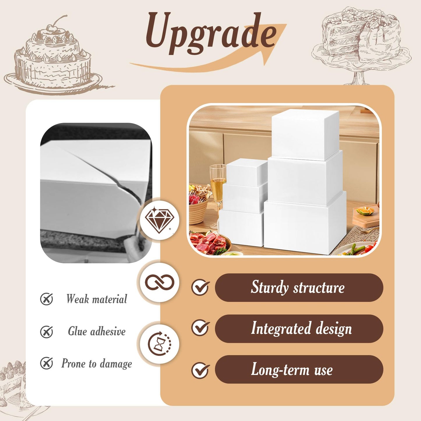 6 PCS Buffet Risers, Large Food Risers for Buffet Table, Dessert Display