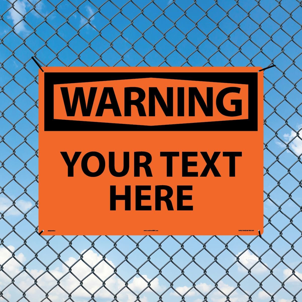 Custom OSHA Style Warning Sign 18" x 24" Aluminum Sign, Customizable "Your Text Here", by AccuformNMC Made in USA