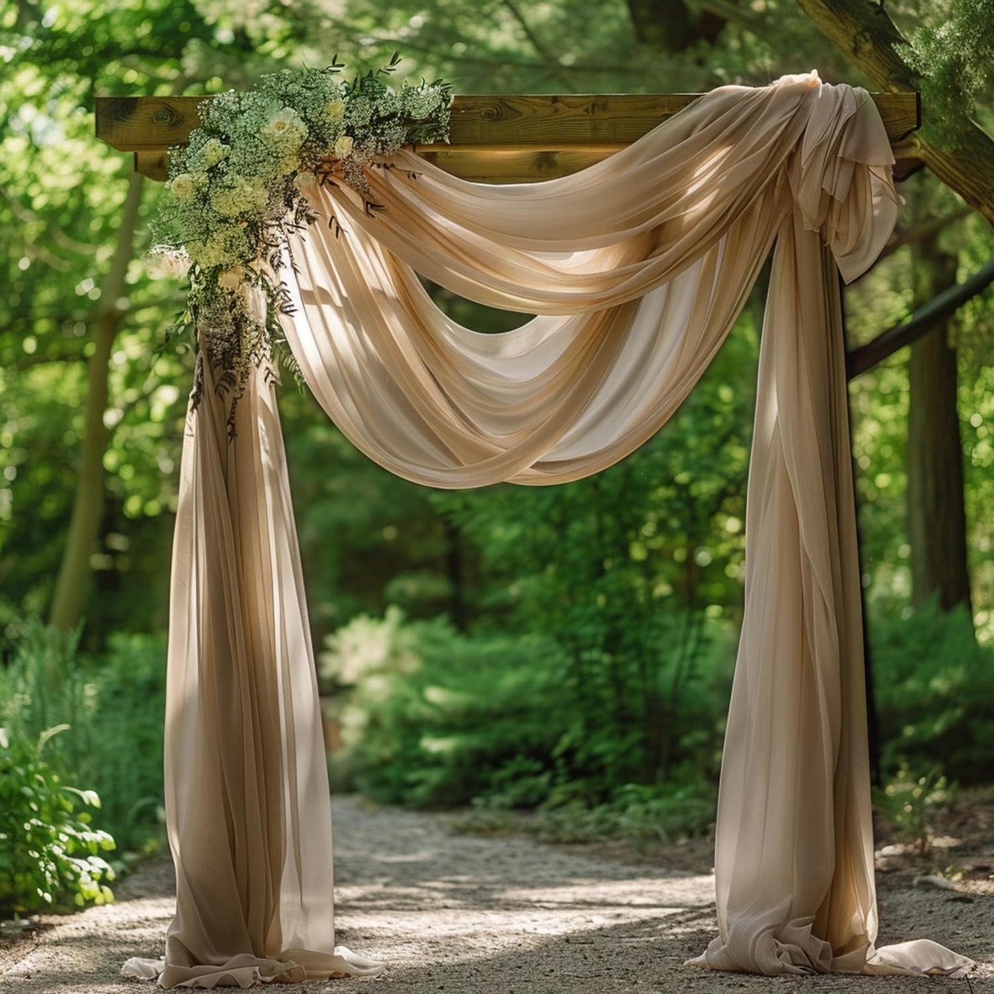 Wokceer Wedding Arch Draping Fabric Nude 3 Panels 28.7" x 20FT Sheer Drapes Backdrop Arch Draping Fabric for Wedding Ceremony Birthday Party Bridal Shower Decoration