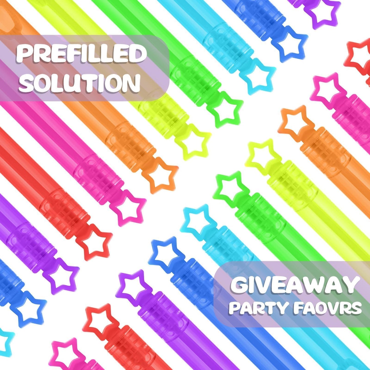 32 Pcs 8 Colors Neon Mini Star Bubble Wand, Party Favors for Kids