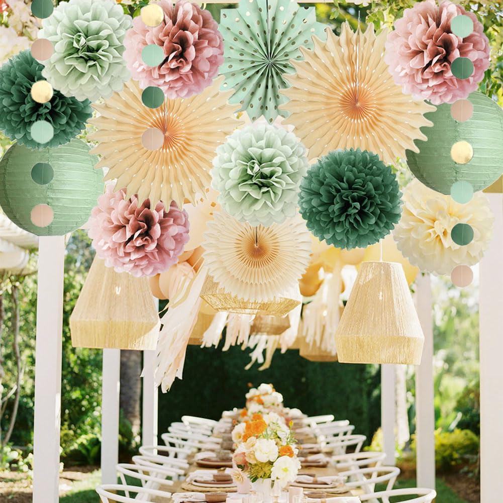 Sage Green and Dusty Pink Party Decorations Retro Olive Sage Green and Dusty Rose Party Decorations
