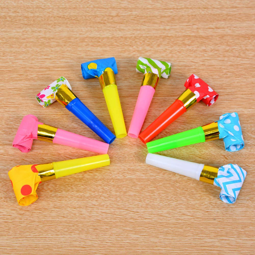 24 Pieces Party Blower Noisemakers Blowouts Whistles Party Squawkers Fringed Noise Maker Blowouts