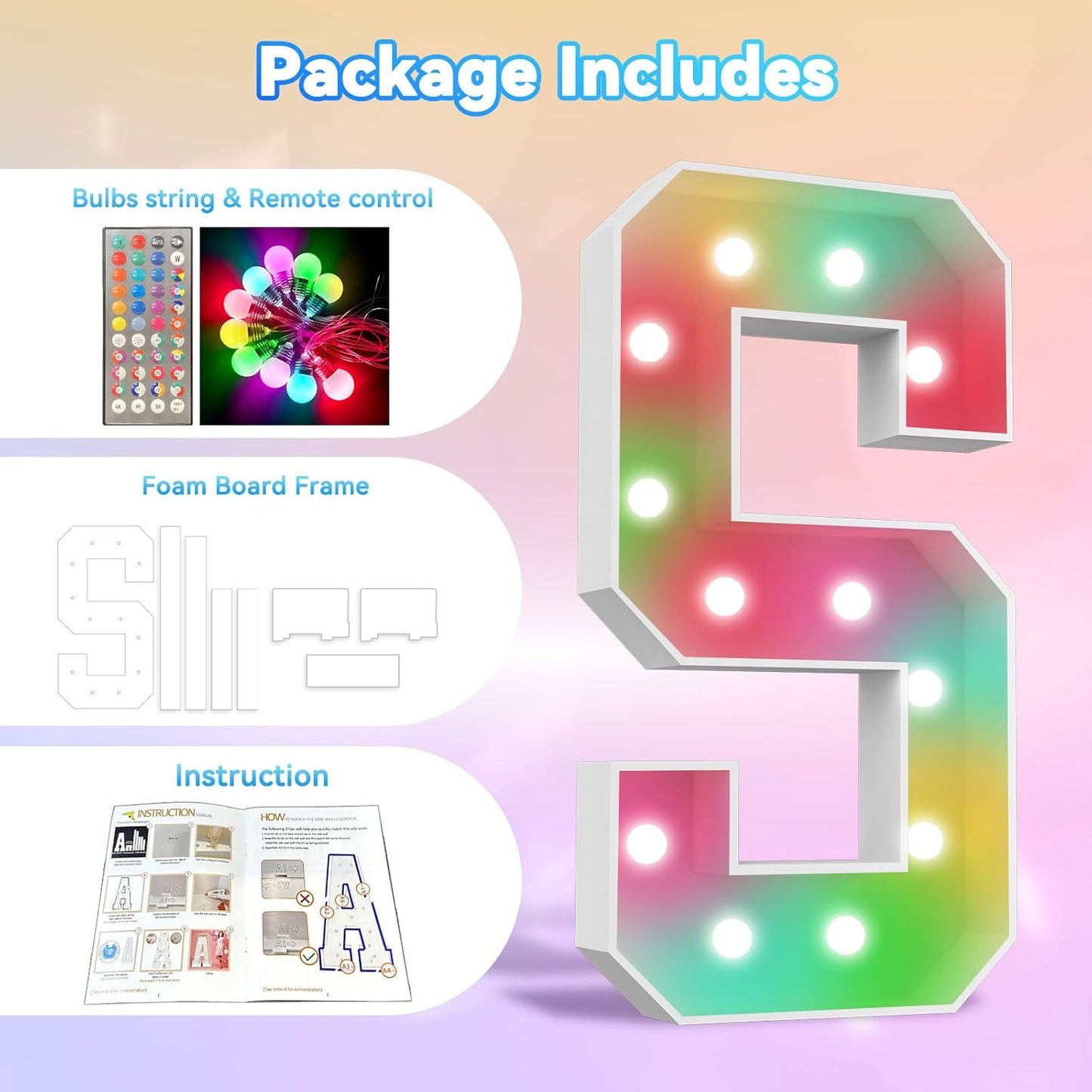 Ledido 4FT Marquee Light Up Letters, 34 Colors Changing Marquee Letter 4 Feet Tall with Remote, Big Letters for Party Wedding Graduation Birthday Decorations, Large Light Up Letter C