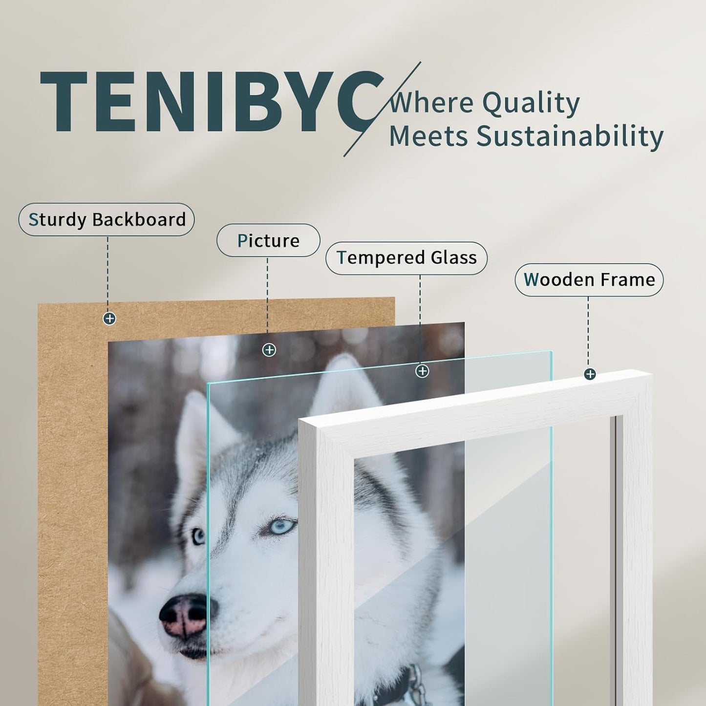 9x12 Frame 3 Pack - White Woodgrain, HD Tempered Glass, 9 x 12 Picture Frame for Photos, Tabletop or Wall Display