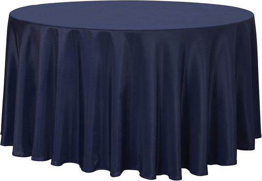 sancua Round Tablecloth - 120 Inch - Water Resistant Spill Proof Washable Polyester Table Cloth Decorative Fabric Table Cover for Dining Tables, Buffet Parties and Camping, Navy