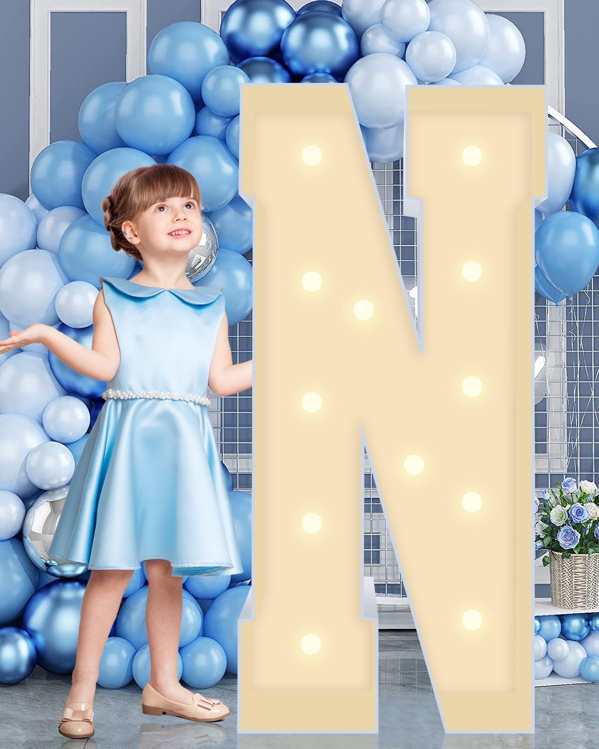 4FT Marquee Plastic Letters N - Light up Letters N Are Made from Corrugated Plastic Board - Quick Assembly Without Tools, Disassembled Components Can Be Used for Garage Sale Signs, Yard Sale Signs