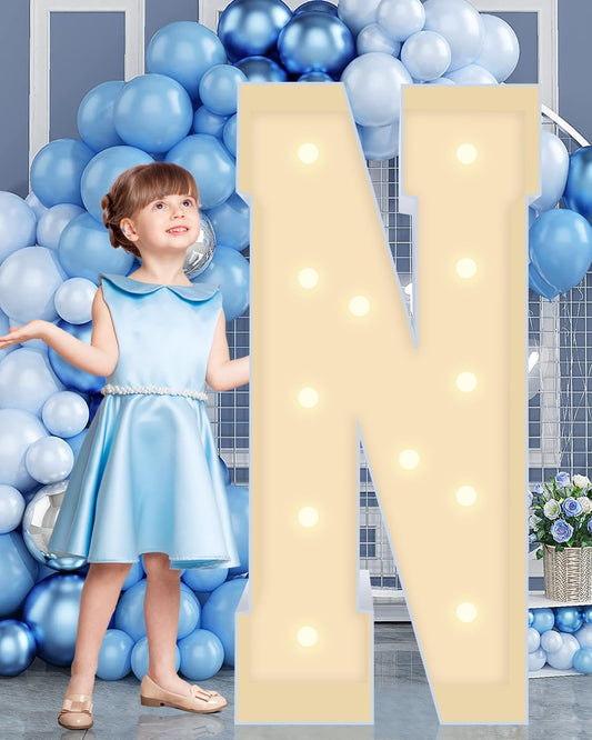 4FT Marquee Plastic Letters N - Light up Letters N Are Made from Corrugated Plastic Board - Quick Assembly Without Tools, Disassembled Components Can Be Used for Garage Sale Signs, Yard Sale Signs