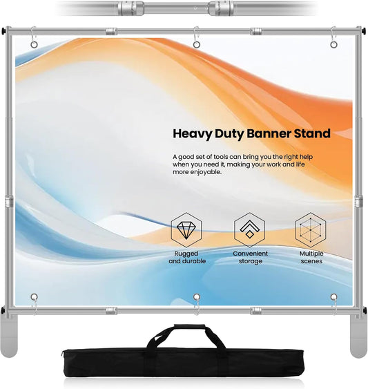 Jiang&Rong 10x10ft Heavy Duty Backdrop Stand Kit - Adjustable Step and Repeat Photo Banner Stand for Photography, Trade Shows, Photo Booths, Events(Silver)