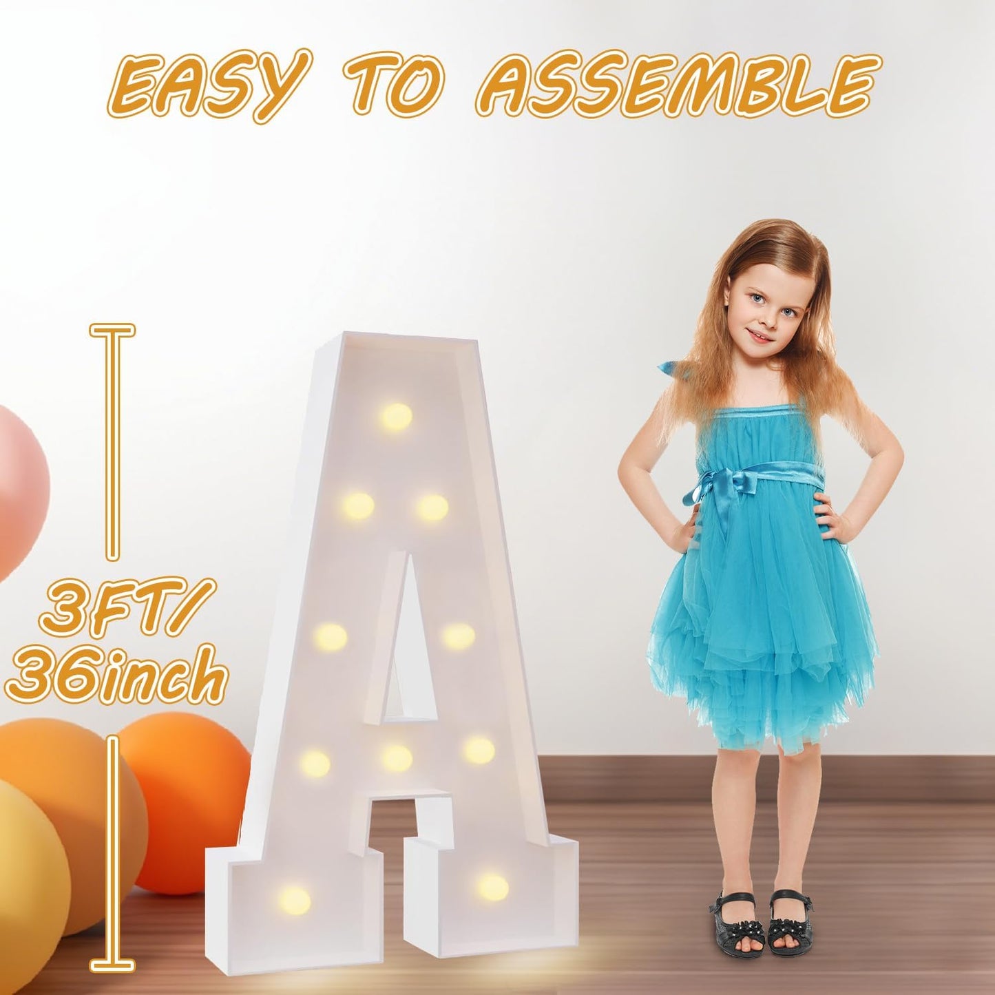 3FT LED Light Up Marquee Letter O – DIY Party Decor for Wedding, Birthday, Baby Shower, Christmas, Anniversary – 36 Inch Tall Alphabet Sign for Home, Stage, Photo Booth, Café, Classroom