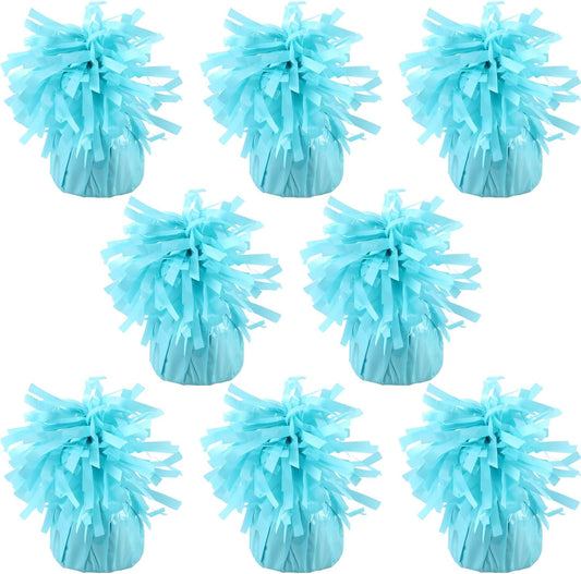 8 Pcs Baby Blue Metallic Balloon Weights Holder Anchors Balloon Holder Weights for Helium Balloons Birthday Graduation Party Christmas Wedding Celebration Decoration (Baby Blue)