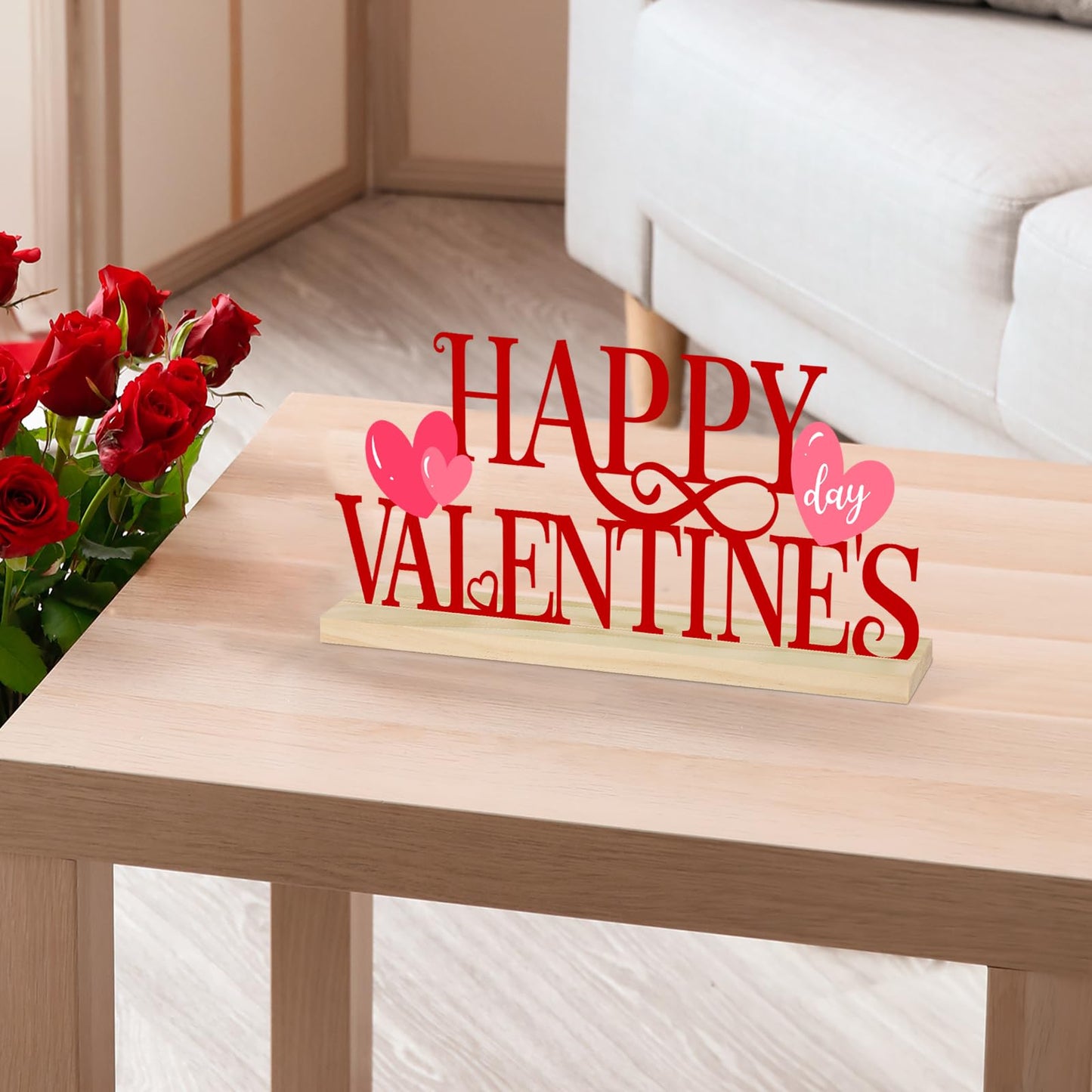COCHIE Metal Happy Valentine's Day Sign, Valentines Day Decorations for Home, Party, Shelf, Mantel