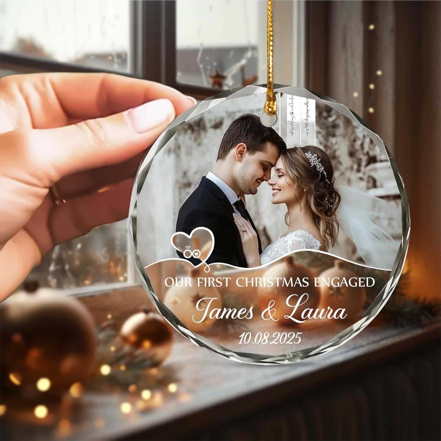 Personalized Our First Christmas Engaged Ornaments - Wedding Christmas Ornament For Newlywed Couple, Bride And Groom - Gifts For Newlywed Couples - Happy Engagement Gift