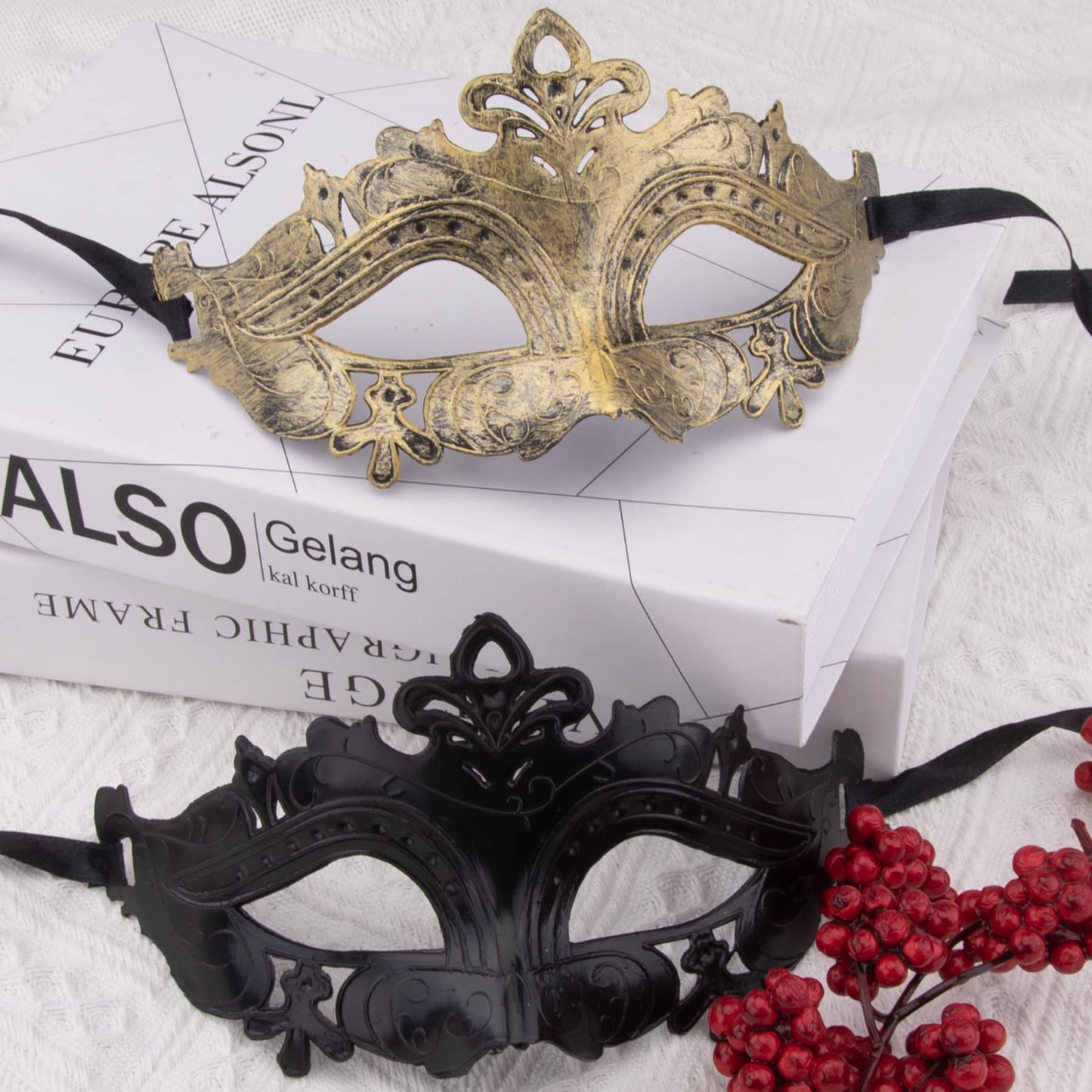 FEQO 32 Pieces Masquerade Masks Venetian Vintage Antique Masks
