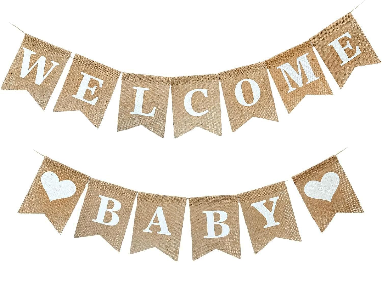 Baby Shower Banner, Welcome Baby Sign, Pre Strung Burlap Gender Reveal Banner for Boy and Girl