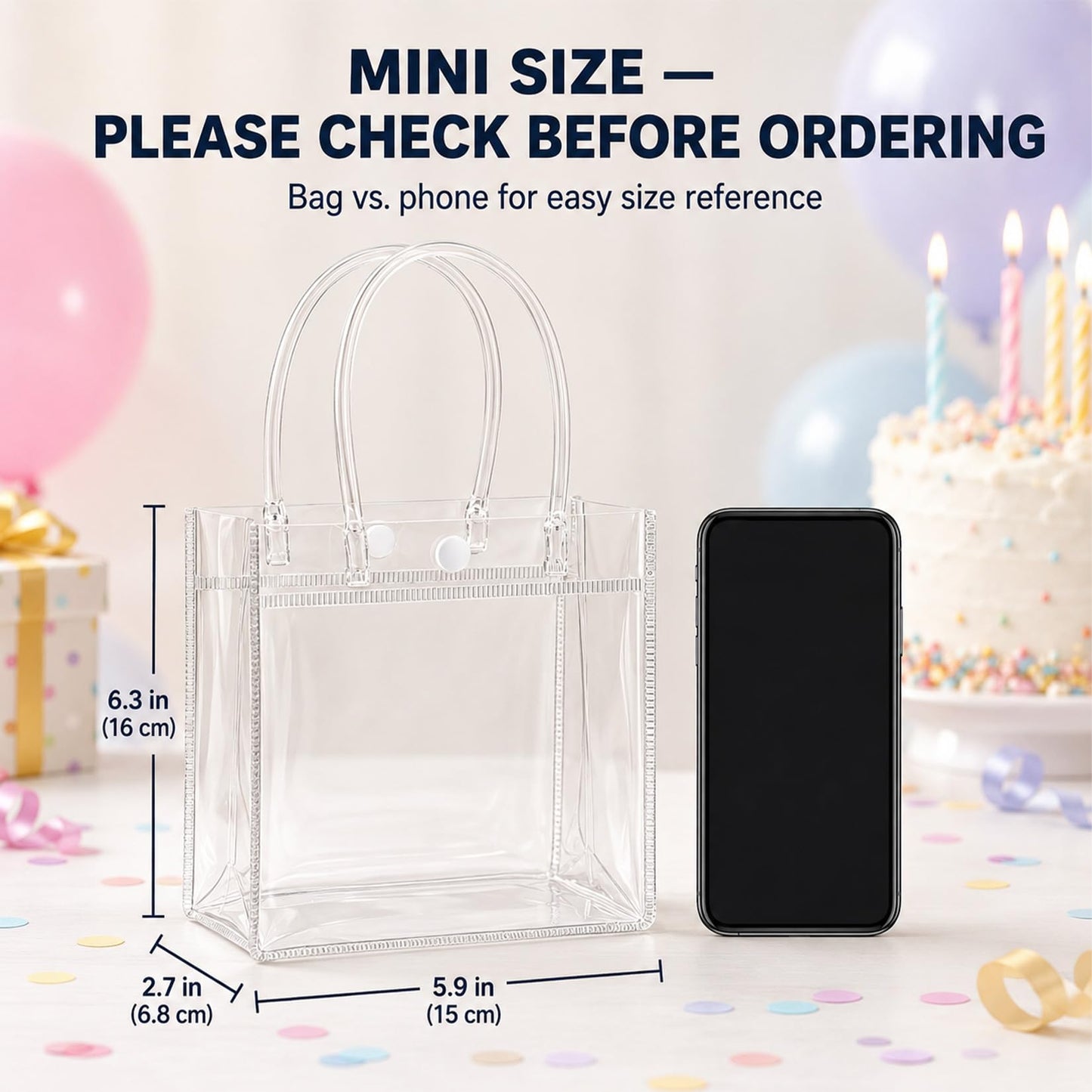 MAQIHAN Clear Gift Bags with Handles - Party Favor Candy Bags Transparent