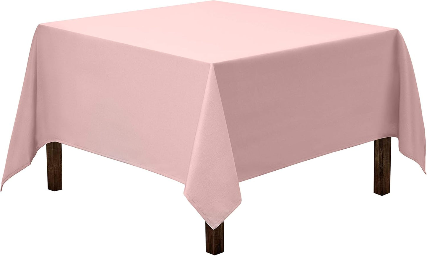 Gee Di Moda Square Tablecloth - 85 x 85 Inch Pink Table Cloth for Large Square or Round Tables - Heavy Duty Washable Fabric - for Buffet Table, Holiday Party, Dinner, Wedding & Baby Shower
