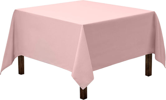 Gee Di Moda Square Tablecloth - 85 x 85 Inch Pink Table Cloth for Large Square or Round Tables - Heavy Duty Washable Fabric - for Buffet Table, Holiday Party, Dinner, Wedding & Baby Shower