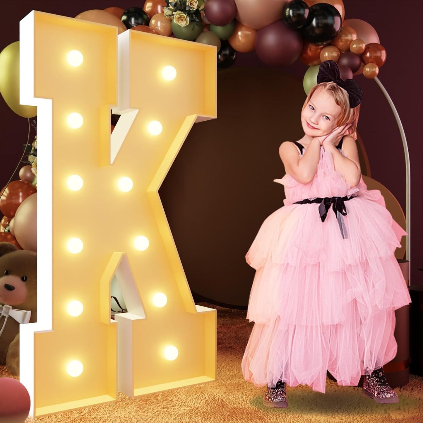 imprsv 4FT Marquee Letters Large Light Up Letters for Birthday Party Decor Wedding Decorations, Marquee K for Party Decoration, Large Signs Arch Kit Decorations