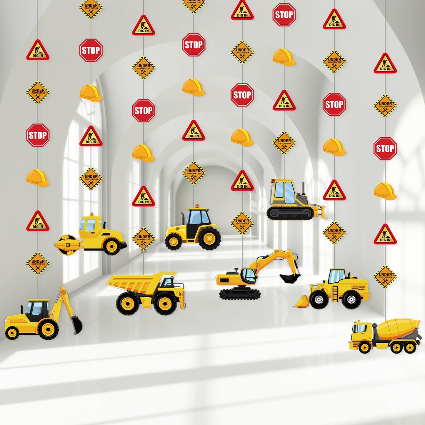 Faccito 8 Packs Back to School Construction decor Traffic Garland Banner