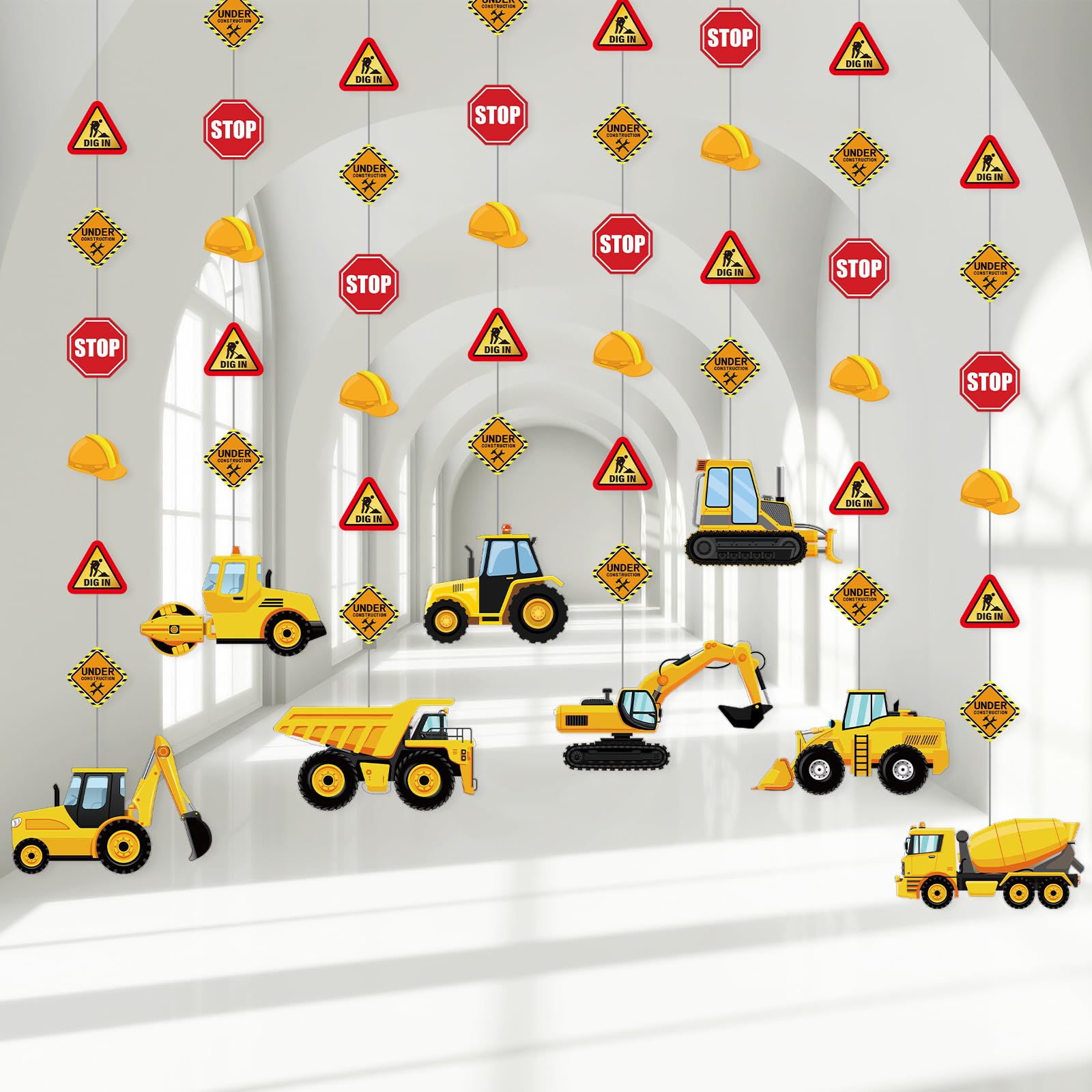 Faccito 8 Packs Back to School Construction decor Traffic Garland Banner