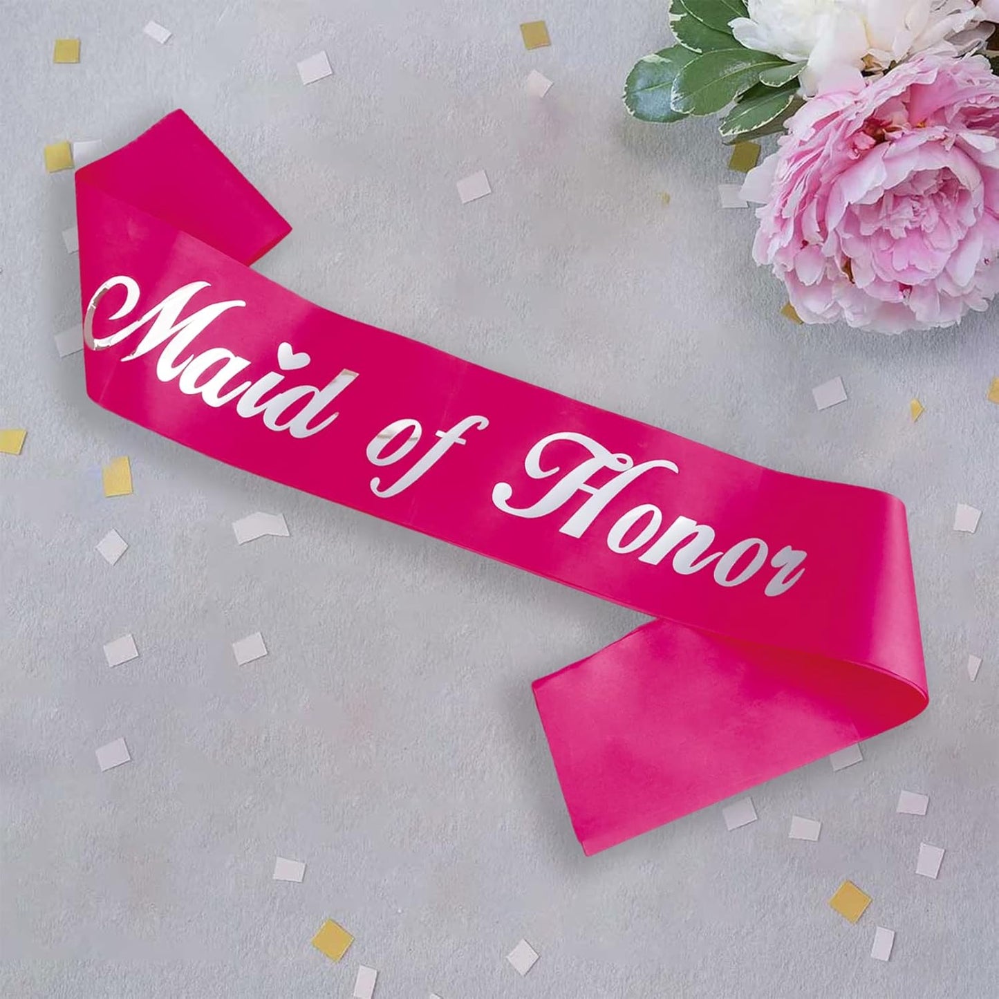 KETAOO Maid of Honor Sash, Maid of Honor Lace Sash for Bridal Shower Favors Engagement or Wedding Party Accessories Bachelorette Party Decorations KE0000038 White/Gold