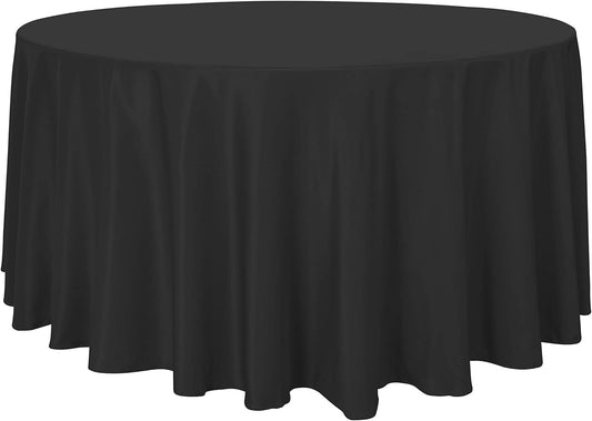 sancua Round Tablecloth - 120 Inch - Water Resistant Spill Proof Washable Polyester Table Cloth Decorative Fabric Table Cover for Dining Tables, Buffet Parties and Camping, Black