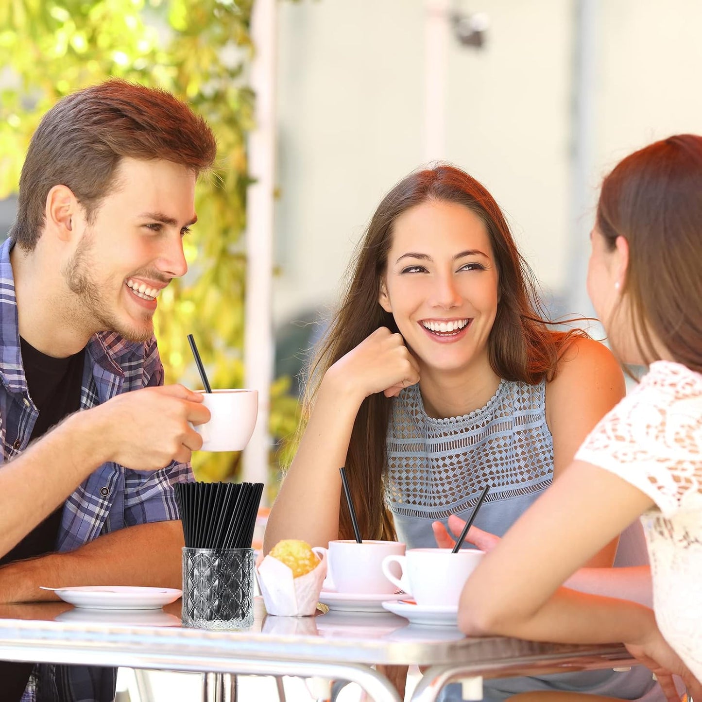 6000 Count Coffee Cocktail Stirrers Straws Disposable Plastic Sip Stir Sticks Cocktail Drink Stirrers Sticks Cups Straws for Bars Juice Drinking(Black,5 Inch)