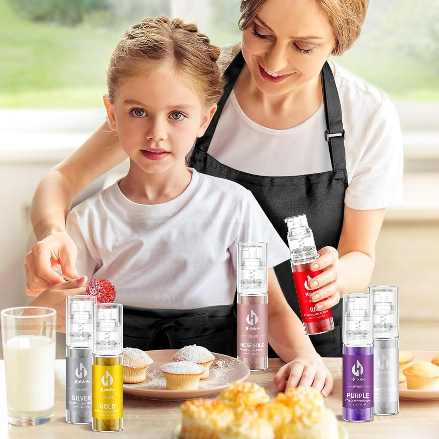 White Edible Glitter Spray - 10g Edible Silver White Cake Glitter Food Grade Silver White Spray Glitter for Chocolate Cocktails Strawberry