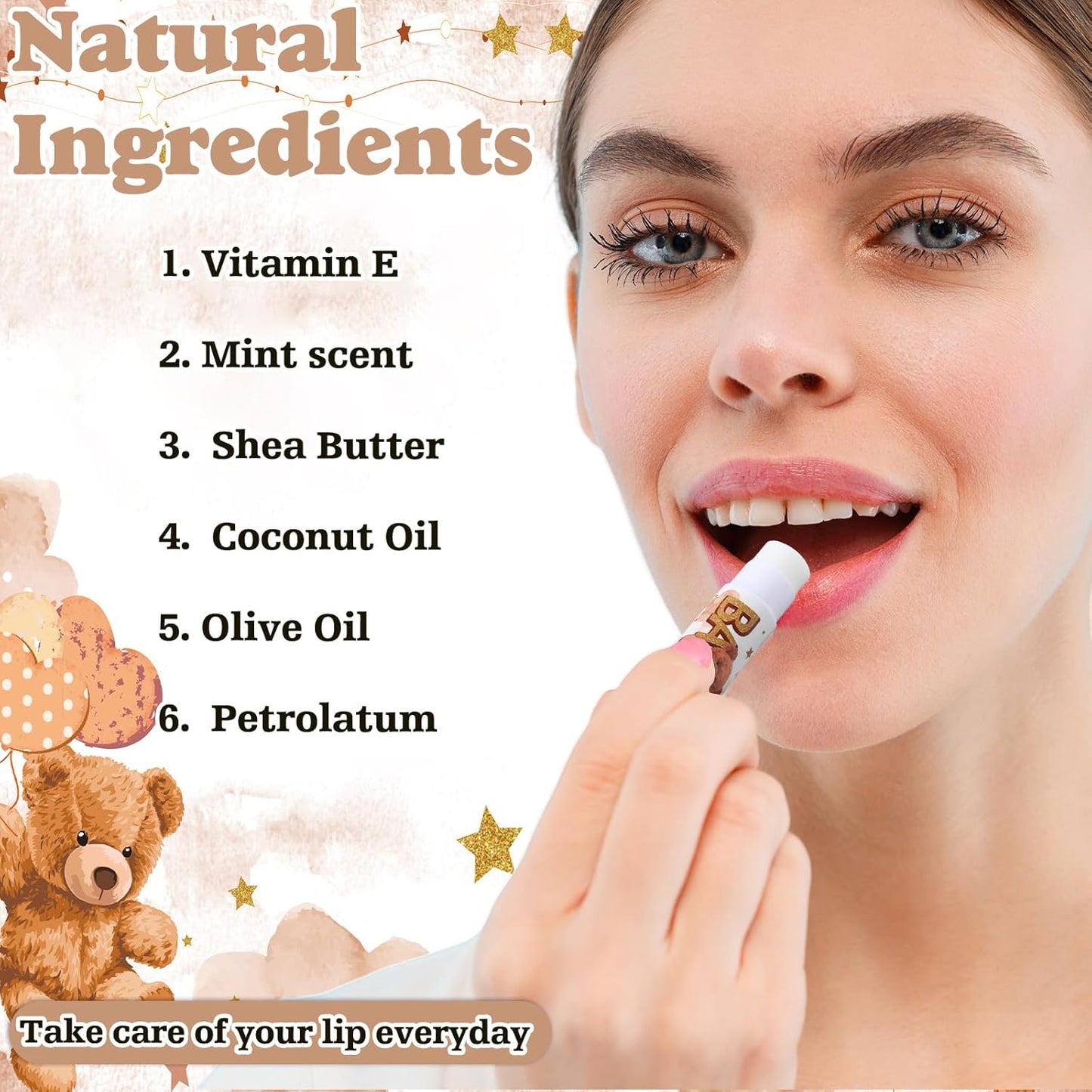 50 Sets 200 Pcs Baby Shower Hand Lotion and Lip Balm Gift Theme Baby Shower Party Favors Travel Size Hand Lotion and Lip Balm Bulk with Organza Bags Tags(Bear)