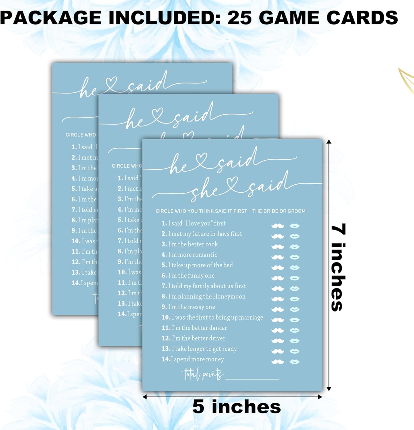 Minimalist Bridal Shower Games, Light Blue He Said She Said Game, 30 Wedding Bachelorette Engagement Party Decorations Supplies Favors - A08